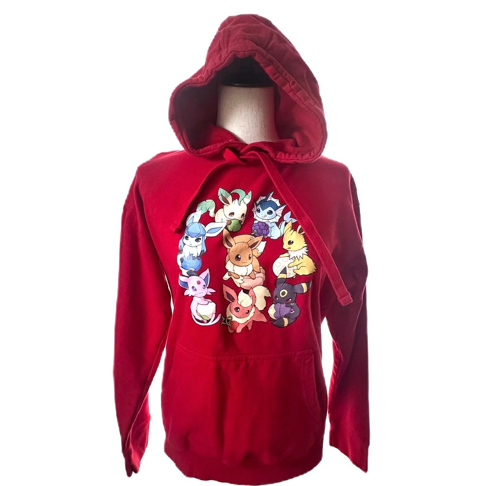 Pokemon Eevee Evolutions Red Hoodie Sweatshirt Size M